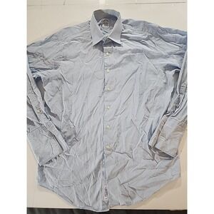 VTG Brooks Brothers Mens Blue Striped Dress Shirt Made in USA French Cuffs 17-35